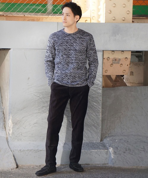 HIDEAWAYS NICOLE(ハイダウェイニコル)の「幾何学柄引き揃えJQクルーネックニット(ニット/セーター・メンズ・ホワイト×ブラック/ブラック×グレー/ボルドー/ホワイト×ライトグレー・MEDIUM/LARGE/X-LARGE)」の15枚目の写真