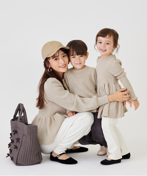 petit main（プティマイン）の「【AJUGA.】ペプラムニット★（ニット/セーター・キッズ・ベージュ/ブラック/アイボリー・L/M/S）」の5枚目の写真