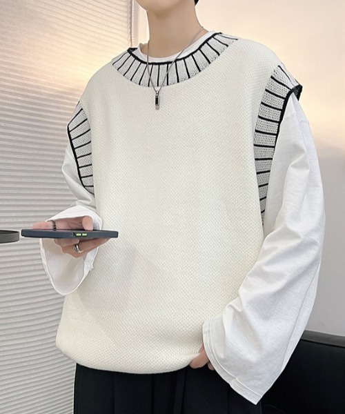 MGV(エムジーヴィー)の「ステッチデザインニットベスト(ベスト・メンズ・ホワイト/ブラック・MEDIUM/LARGE/X-LARGE)」の10枚目の写真