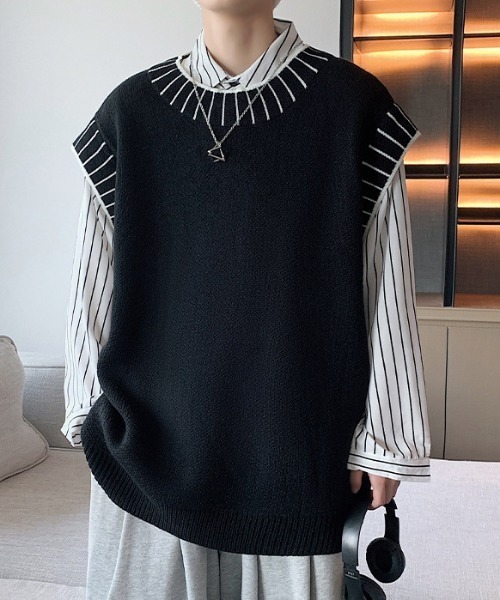 MGV(エムジーヴィー)の「ステッチデザインニットベスト(ベスト・メンズ・ホワイト/ブラック・MEDIUM/LARGE/X-LARGE)」の16枚目の写真