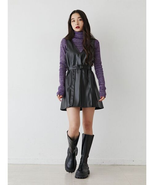 jouetie(ジュエティ)の「フェイクレザージャンスカ(ジャンパースカート・レディース・ブラック・MEDIUM)」の7枚目の写真