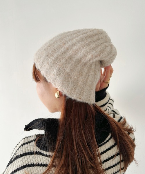 CLEA（クレア）の「アーモンドビーニーニットキャップ（ニットキャップ/ビーニー・レディース・ベージュ/チャコールグレー/オリーブ/アイボリー/ブラック・FREE）」の10枚目の写真