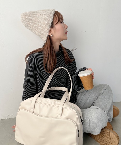 CLEA（クレア）の「アーモンドビーニーニットキャップ（ニットキャップ/ビーニー・レディース・ベージュ/チャコールグレー/オリーブ/アイボリー/ブラック・FREE）」の22枚目の写真