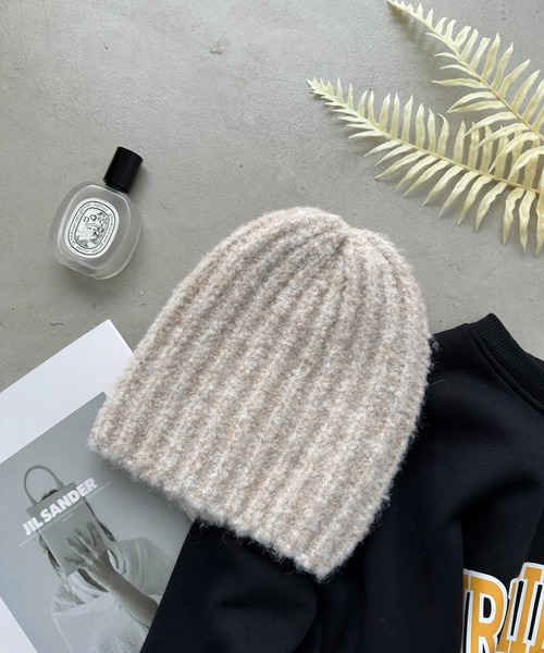 CLEA（クレア）の「アーモンドビーニーニットキャップ（ニットキャップ/ビーニー・レディース・ベージュ/チャコールグレー/オリーブ/アイボリー/ブラック・FREE）」の7枚目の写真