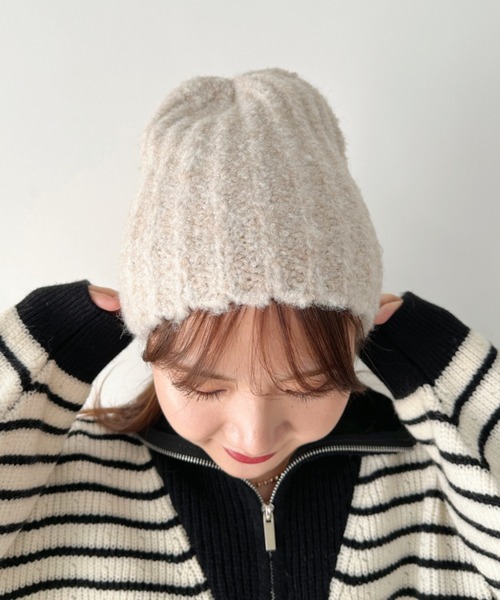 CLEA（クレア）の「アーモンドビーニーニットキャップ（ニットキャップ/ビーニー・レディース・ベージュ/チャコールグレー/オリーブ/アイボリー/ブラック・FREE）」の11枚目の写真