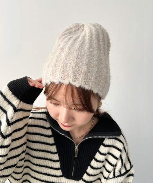 CLEA（クレア）の「アーモンドビーニーニットキャップ（ニットキャップ/ビーニー・レディース・ベージュ/チャコールグレー/オリーブ/アイボリー/ブラック・FREE）」の13枚目の写真