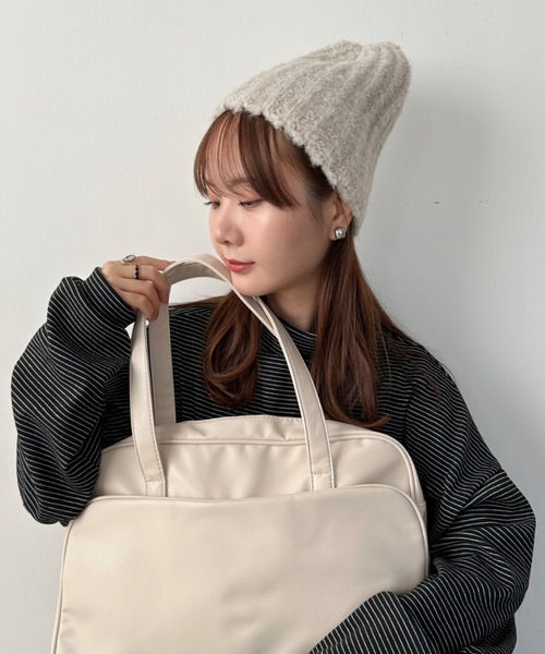 CLEA（クレア）の「アーモンドビーニーニットキャップ（ニットキャップ/ビーニー・レディース・ベージュ/チャコールグレー/オリーブ/アイボリー/ブラック・FREE）」の15枚目の写真