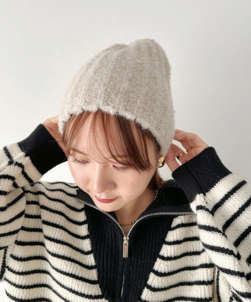 CLEA（クレア）の「アーモンドビーニーニットキャップ（ニットキャップ/ビーニー・レディース・ベージュ/チャコールグレー/オリーブ/アイボリー/ブラック・FREE）」の14枚目の写真