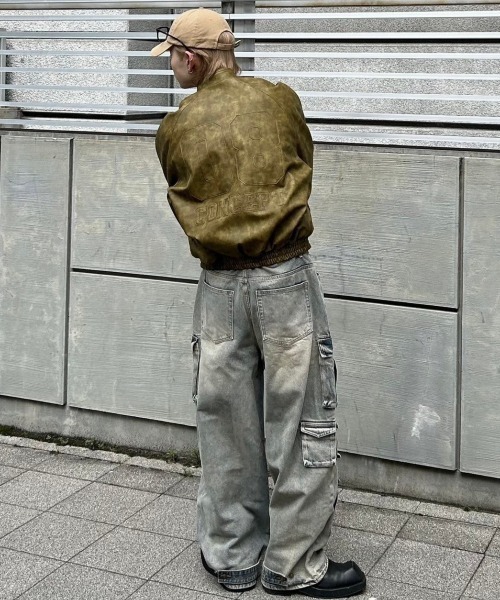 ESC STUDIO（イーエスシースタジオ）の「韓国ブランド ESC STUDIO イーエスシースタジオ 08 leather biker jacket オーバーサイズ フェイクレザー ジャケット ジップジャケット ジップアップ ジャケット レザーライダース バイカージャケット クロップジャケット 羽織（ライダースジャケット・メンズ・ブラック/マスタード・ONE SIZE）」の20枚目の写真