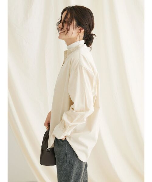 CRAFT STANDARD BOUTIQUE(クラフトスタンダードブティック)の「コーデュロイバンドカラーシャツ(シャツ/ブラウス・レディース・ブラウン/ピンク/アイボリー/グレイッシュベージュ・FREE)」の6枚目の写真