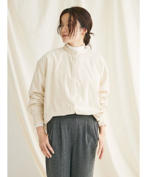 CRAFT STANDARD BOUTIQUE(クラフトスタンダードブティック)の「コーデュロイバンドカラーシャツ(シャツ/ブラウス・レディース・ブラウン/ピンク/アイボリー/グレイッシュベージュ・FREE)」の7枚目の写真