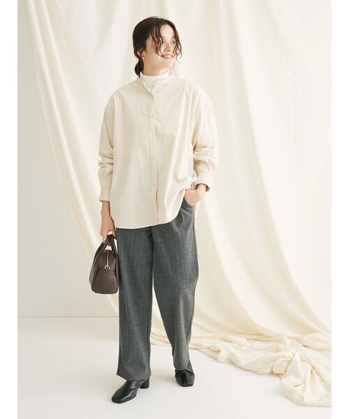 CRAFT STANDARD BOUTIQUE(クラフトスタンダードブティック)の「コーデュロイバンドカラーシャツ(シャツ/ブラウス・レディース・ブラウン/ピンク/アイボリー/グレイッシュベージュ・FREE)」の12枚目の写真