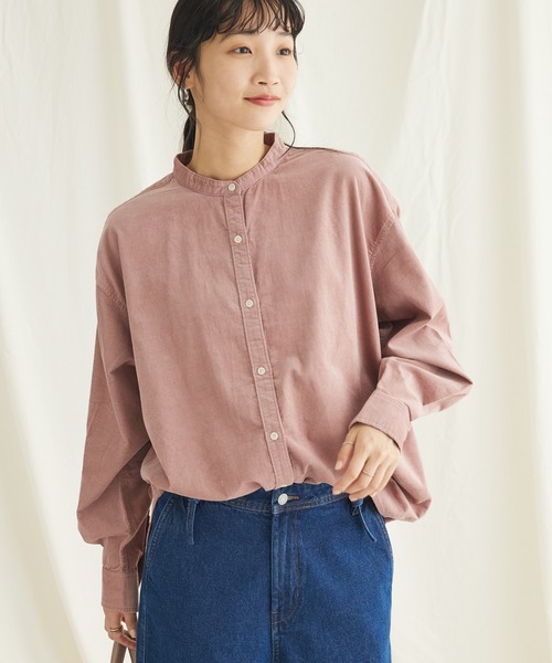 CRAFT STANDARD BOUTIQUE(クラフトスタンダードブティック)の「コーデュロイバンドカラーシャツ(シャツ/ブラウス・レディース・ブラウン/ピンク/アイボリー/グレイッシュベージュ・FREE)」の4枚目の写真