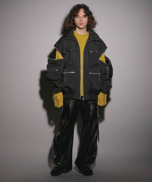 HARE（ハレ）の「【UNDER GROUND MODE】ダメージケーブルニットプルオーバー(HARE)（ニット/セーター・メンズ・ブラック/グレー/イエロー・FREE）」の14枚目の写真