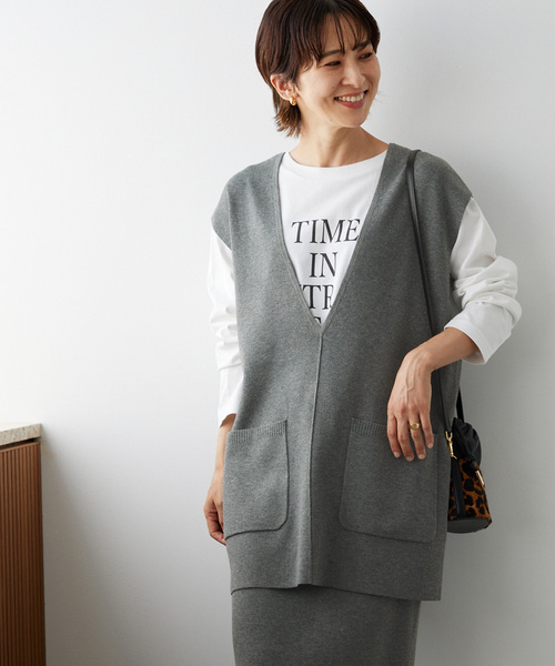 JOURNAL STANDARD relume(ジャーナルスタンダード レリューム)の「《追加》フルニードルVネックベスト(ベスト・レディース・ブラック/チャコールグレー・FREE)」の7枚目の写真