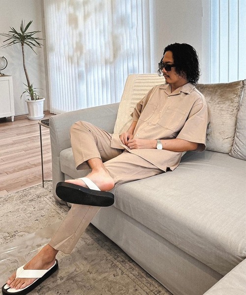 FLEX(フレックス)の「【FLEX】Open collared shirt / オープンカラーシャツ(シャツ/ブラウス・メンズ・ベージュ/ブラック・MEDIUM/LARGE)」の7枚目の写真