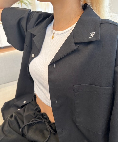 FLEX(フレックス)の「【FLEX】Open collared shirt / オープンカラーシャツ(シャツ/ブラウス・メンズ・ベージュ/ブラック・MEDIUM/LARGE)」の9枚目の写真