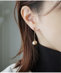 Meach. | 【Meach.】14kgfコットンパールショートチェーン/樹脂ノンホールピアス(イヤリング)