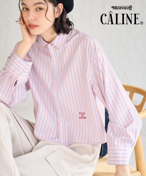 ROPE' PICNIC（ロペピクニック）の「CALINE×ROPE' PICNIC/UVカットクロップド丈シャツ（シャツ/ブラウス・レディース・ブルー系その他/ピンク/オフホワイト・38）」の3枚目の写真