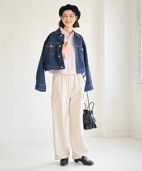 ROPE' PICNIC（ロペピクニック）の「CALINE×ROPE' PICNIC/UVカットクロップド丈シャツ（シャツ/ブラウス・レディース・ブルー系その他/ピンク/オフホワイト・38）」の16枚目の写真