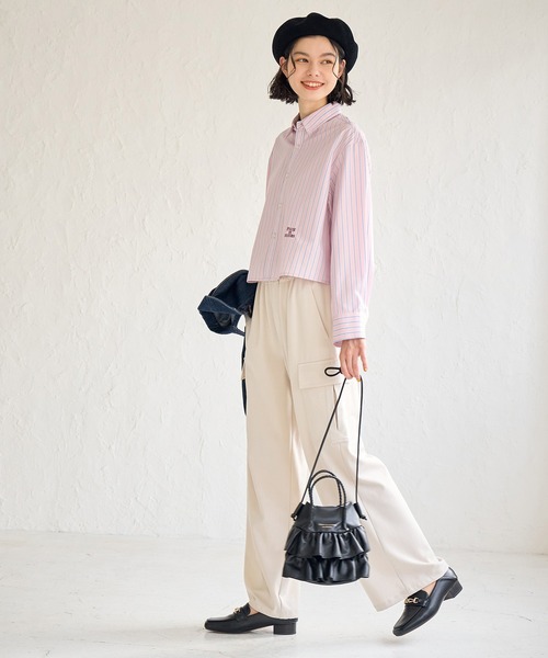ROPE' PICNIC（ロペピクニック）の「CALINE×ROPE' PICNIC/UVカットクロップド丈シャツ（シャツ/ブラウス・レディース・ブルー系その他/ピンク/オフホワイト・38）」の17枚目の写真