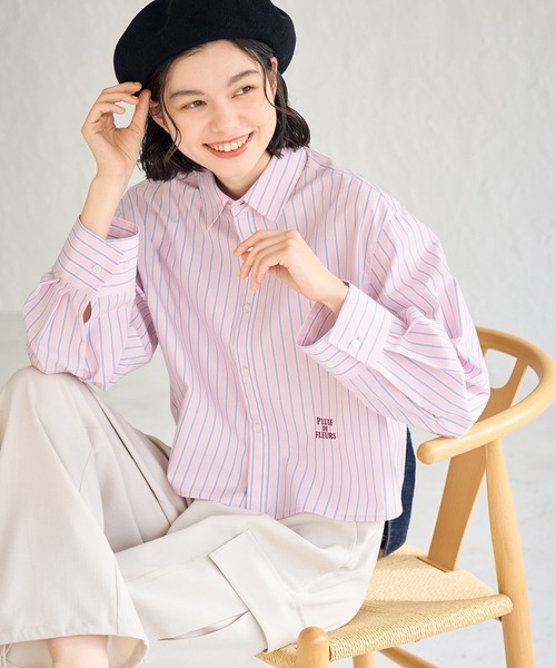 ROPE' PICNIC（ロペピクニック）の「CALINE×ROPE' PICNIC/UVカットクロップド丈シャツ（シャツ/ブラウス・レディース・ブルー系その他/ピンク/オフホワイト・38）」の20枚目の写真