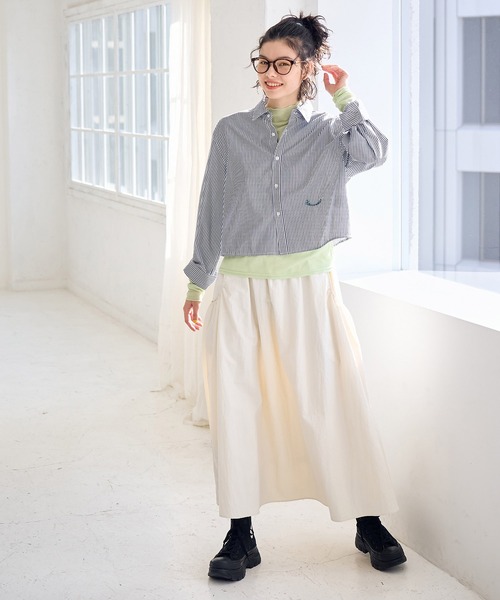 ROPE' PICNIC（ロペピクニック）の「CALINE×ROPE' PICNIC/UVカットクロップド丈シャツ（シャツ/ブラウス・レディース・ブルー系その他/ピンク/オフホワイト・38）」の8枚目の写真