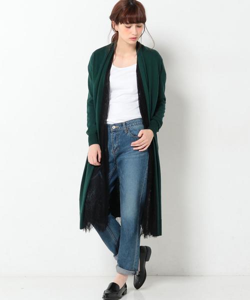 Another Edition（アナザーエディション）の「インナーレースロングカーディガン/AEBC ｲﾝﾅｰﾚｰｽﾛﾝｸﾞCGN◆（カーディガン/ボレロ・レディース・ベージュ/ケリー/ネイビー・ﾌﾘ-）」の14枚目の写真