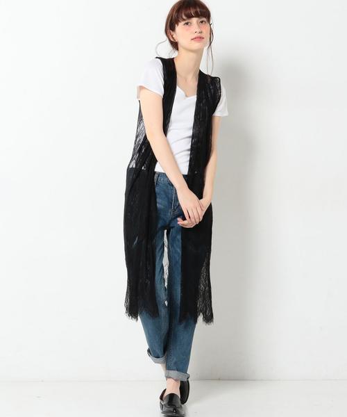 Another Edition（アナザーエディション）の「インナーレースロングカーディガン/AEBC ｲﾝﾅｰﾚｰｽﾛﾝｸﾞCGN◆（カーディガン/ボレロ・レディース・ベージュ/ケリー/ネイビー・ﾌﾘ-）」の10枚目の写真