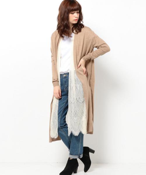 Another Edition（アナザーエディション）の「インナーレースロングカーディガン/AEBC ｲﾝﾅｰﾚｰｽﾛﾝｸﾞCGN◆（カーディガン/ボレロ・レディース・ベージュ/ケリー/ネイビー・ﾌﾘ-）」の19枚目の写真