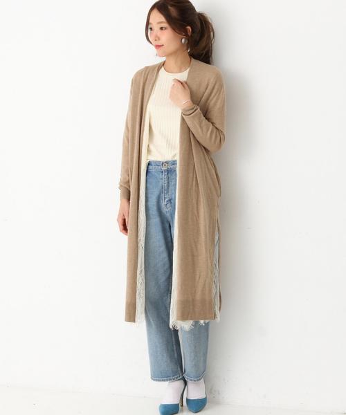 Another Edition（アナザーエディション）の「インナーレースロングカーディガン/AEBC ｲﾝﾅｰﾚｰｽﾛﾝｸﾞCGN◆（カーディガン/ボレロ・レディース・ベージュ/ケリー/ネイビー・ﾌﾘ-）」の20枚目の写真