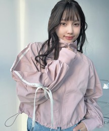 AS KNOW AS plus（アズノゥアズプラス）の「◎ナイロン サイドライン スタンドショートブルゾン（ライン、リボン）（ナイロンジャケット）」