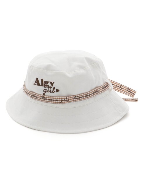 algy(アルジー)の「ロゴりぼん付きバケットハット(ハット・キッズ・ブラック/オフホワイト・MEDIUM/SMALL)」の2枚目の写真