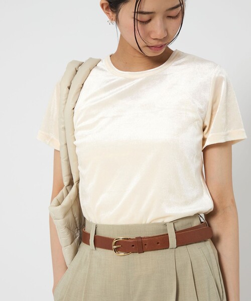 CITEN（シテン）の「＜CITEN＞ベロア コンパクト Tシャツ（Tシャツ/カットソー・レディース・オフホワイト/ブラウン/ダークグレー/イエロー/ライトピンク・FREE）」の8枚目の写真