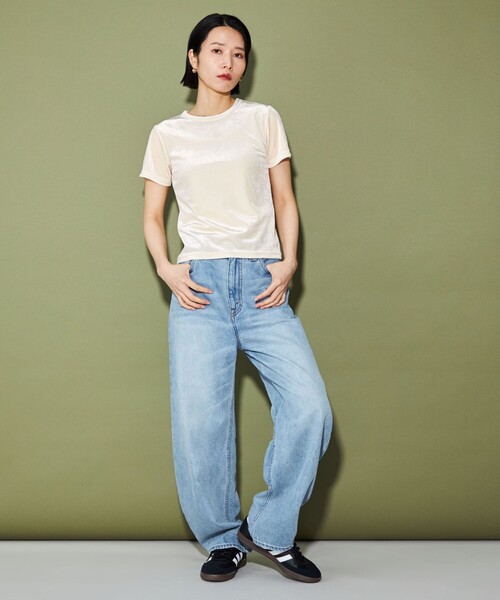 CITEN（シテン）の「＜CITEN＞ベロア コンパクト Tシャツ（Tシャツ/カットソー・レディース・オフホワイト/ブラウン/ダークグレー/イエロー/ライトピンク・FREE）」の13枚目の写真