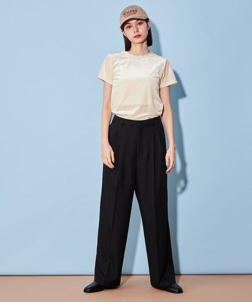 CITEN（シテン）の「＜CITEN＞ベロア コンパクト Tシャツ（Tシャツ/カットソー・レディース・オフホワイト/ブラウン/ダークグレー/イエロー/ライトピンク・FREE）」の15枚目の写真