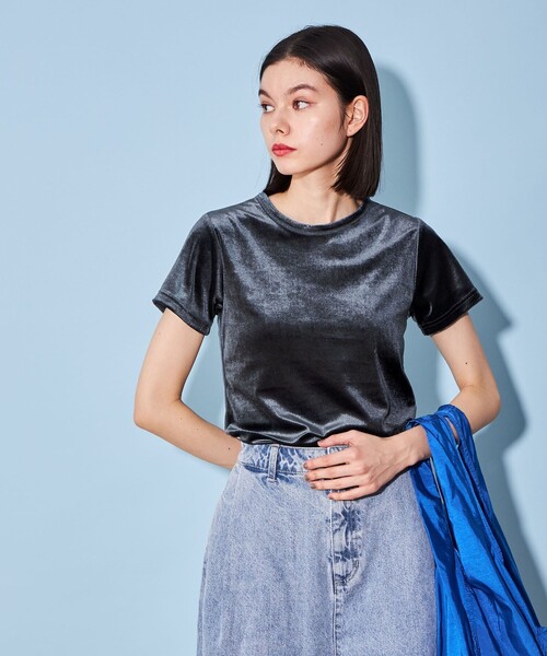 CITEN（シテン）の「＜CITEN＞ベロア コンパクト Tシャツ（Tシャツ/カットソー・レディース・オフホワイト/ブラウン/ダークグレー/イエロー/ライトピンク・FREE）」の16枚目の写真