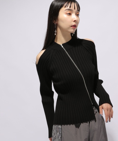 HARE（ハレ）の「カタアキZIPリブニット(HARE)（ニット/セーター・レディース・グレイッシュベージュ/ブラック・FREE）」の17枚目の写真