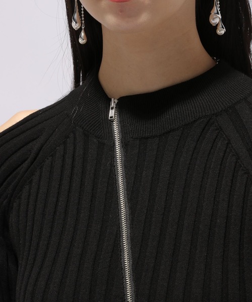 HARE（ハレ）の「カタアキZIPリブニット(HARE)（ニット/セーター・レディース・グレイッシュベージュ/ブラック・FREE）」の10枚目の写真