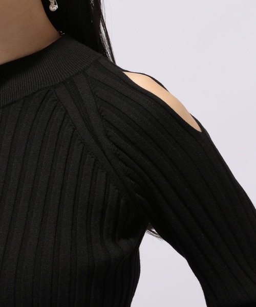 HARE（ハレ）の「カタアキZIPリブニット(HARE)（ニット/セーター・レディース・グレイッシュベージュ/ブラック・FREE）」の9枚目の写真