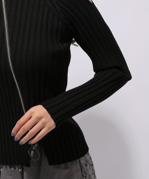 HARE（ハレ）の「カタアキZIPリブニット(HARE)（ニット/セーター・レディース・グレイッシュベージュ/ブラック・FREE）」の8枚目の写真