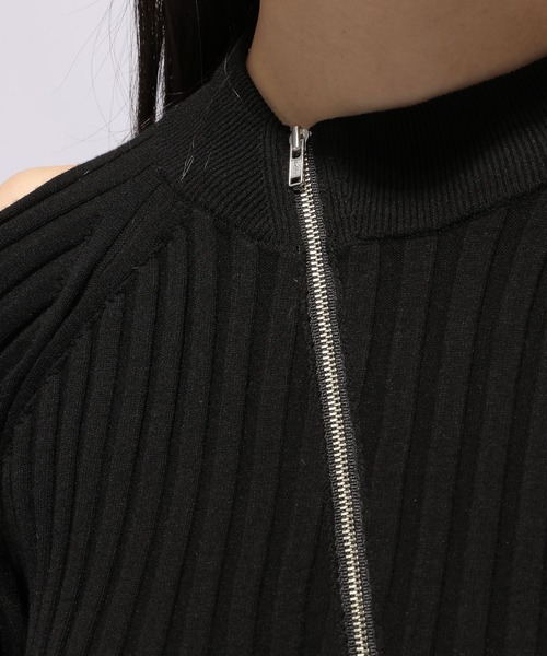 HARE（ハレ）の「カタアキZIPリブニット(HARE)（ニット/セーター・レディース・グレイッシュベージュ/ブラック・FREE）」の6枚目の写真