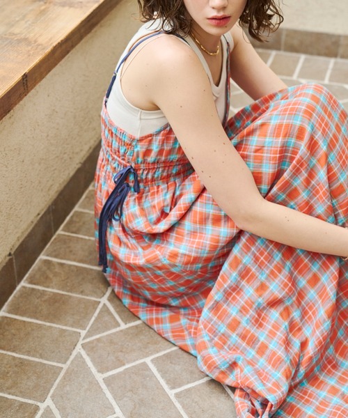 Unitage（ユニテージ）の「配色ボリュームシアーキャミワンピース（ワンピース・レディース・ブラック/イエロー/オレンジ/ブルー/サックスブルー/グリーン/ピンク/ダークグリーン/ブラウン/グリーン系その他・FREE）」の16枚目の写真