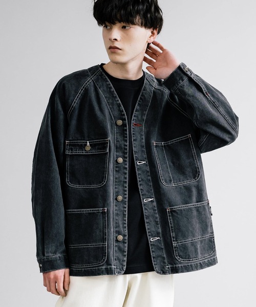 新品　クリフメイヤー　ノーカラーデニムジャケット KRIFF MAYER デニムジャケット gジャン colorless coveralls