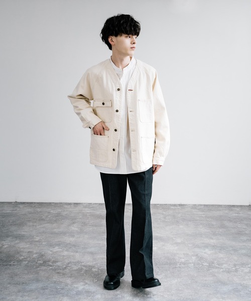 新品　クリフメイヤー　ノーカラーデニムジャケット KRIFF MAYER クリフメイヤー ノーカラー カバーオール デニム