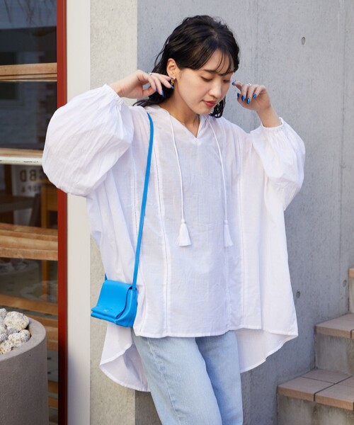 FREAK'S STORE(フリークスストア)の「WEB限定 インド ボイル スキッパー ボリューム ブラウス(シャツ/ブラウス・レディース・ブラック/オフホワイト/モカ/オレンジ/ブルーグリーン・フリ-)」の15枚目の写真