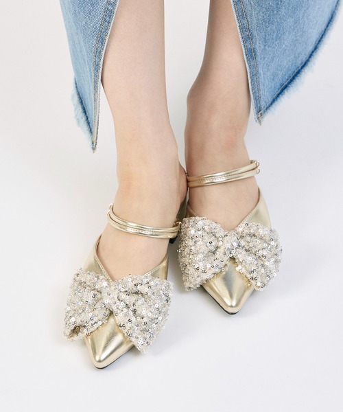 noyau(ノヤウ)の「【新色追加】2WAYリボンストラップミュールパンプス(パンプス・レディース・ブラック系その他/ホワイト系その他2/ブラック/シルバー/イエローゴールド/シルバー系その他・S/M/L/LL)」の6枚目の写真