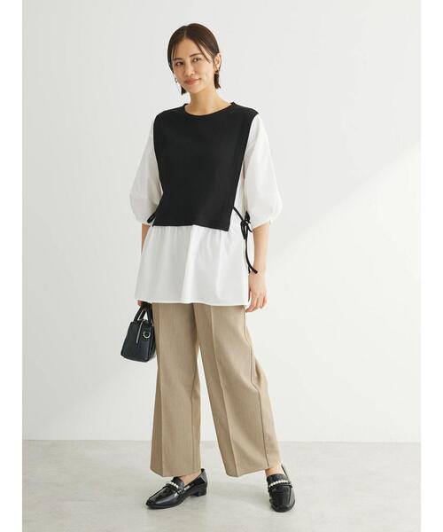 Green　Parks（グリーンパークス）の「パイピングサイドラインワイドパンツ（その他パンツ・レディース・グレー/ベージュ・FREE）」の17枚目の写真