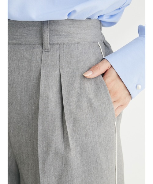 Green　Parks（グリーンパークス）の「パイピングサイドラインワイドパンツ（その他パンツ・レディース・グレー/ベージュ・FREE）」の10枚目の写真