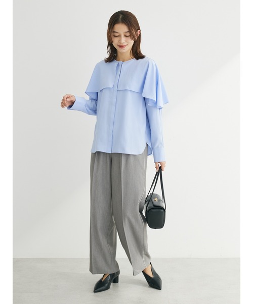 Green　Parks（グリーンパークス）の「パイピングサイドラインワイドパンツ（その他パンツ・レディース・グレー/ベージュ・FREE）」の4枚目の写真